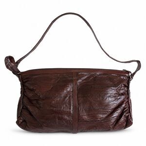SUNCO Genuine Conger Eel Skin Brown Shoulder Bag Made in Korea NWT